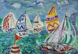 Régate sous spis à la Trinité by Maurice Empi, Gouache signée en bas à gauche, sold Apr 2020