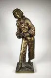 Au clair de la lune by Eutrope Bouret, Epreuve en bronze à patine brun clair nuancé, sold Apr 2020