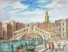 Venise, le Rialto by Albert Decaris, Aquarelle signée en bas à droite, sold Mar 2020