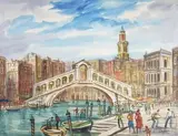 Venise, le Rialto by Albert Decaris, Aquarelle signée en bas à droite, sold Mar 2020