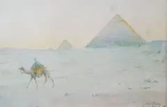 Méhariste aux pyramides by Henry Bacon, 1902, Aquarelle signée et datée en bas à droite, sold Mar 2020