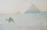 Méhariste aux pyramides by Henry Bacon, 1902, Aquarelle signée et datée en bas à droite, sold Mar 2020