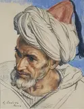 Portrait de marocain by Louis John Endres, Pastel signé et situé "maroc" en bas à droite, sold Mar 2020