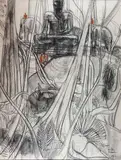 Paysage d’Angkor by André Maire, 1953, Fusain et pastel signé et daté en bas à droite, sold Mar 2020