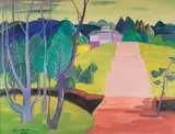Les marches du temple by André Maire, 1949, Gouache signée et datée, sold Mar 2020