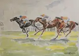 Course de chevaux by Henry Farion, Aquarelle, sold Feb 2026