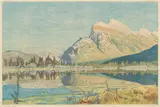 Mount Rundle by Walter J. Phillips, woodblock print on paper, sold May 2024