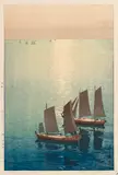Glittering Sea by Hiroshi Yoshida, woodblock print on paper, sold Apr 2024