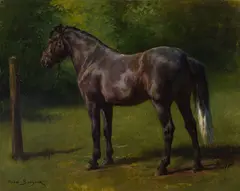 Étude de cheval brun by Rosa Bonheur, oil on canvas, sold Apr 2024