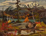 Rocky Mountains by Maurice Hall Haycock, 1951, oil on canvas, sold Apr 2024