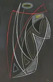 Ohne Titel by Adolf Fleischmann, 1947, Gouache auf schwarzem Bütten, sold Nov 2015