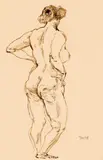 Weiblicher Rückenakt by George Grosz, 1913, Rohrfeder und Feder auf Bütten, sold May 2014