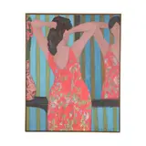 Woman Brushing Hair by Cynthia Packard, Oil and mixed media collage on canvas, sold Jan 2026
