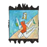 The Little Girl on the Sand by Abraham Michael Dayan, Oil on canvas with artist designed cut and welded metal mount, sold Jan 2026