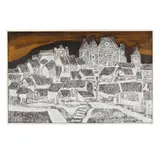 Village Landscape by Aníbal Villacís, Mixed media on panel, sold Jan 2026