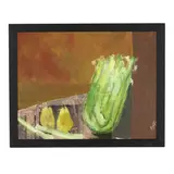 Still Life with Celery and Pears by Mae Alice Engron, Oil and mixed medial collage on canvas, sold Jan 2026