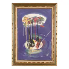 Untitled (Drip Abstract on Purple) by Norman Carton, Oil on canvas, sold Jan 2026