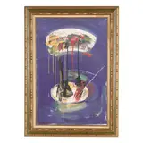 Untitled (Drip Abstract on Purple) by Norman Carton, Oil on canvas, sold Jan 2026