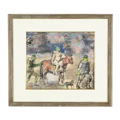 Rider, Figures, and Dog by Benjamin Kopman, Watercolor, sold Jan 2026