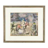 Rider, Figures, and Dog by Benjamin Kopman, Watercolor, sold Jan 2026