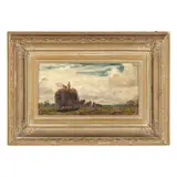 Landscape with Plowers by Harold W. Wiltshire, Oil on canvas, sold Jan 2026