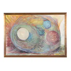 Abstract Composition by Dennie Denton, Oil and oil crayon on board, sold Jan 2026