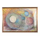 Abstract Composition by Dennie Denton, Oil and oil crayon on board, sold Jan 2026