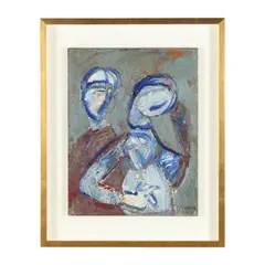 Untitled (Figures) by Richard Mandin, Oil on board, sold Jan 2026