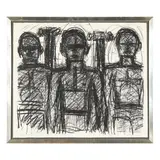 Bathers with Columns by Lester Johnson, Lithograph on paper, sold Jan 2026
