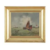 Ships on Turbulent Waters by B. S. Rosenthal, Oil on canvas, sold Dec 2025