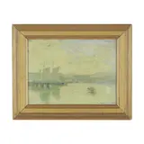 Harbor Scene by Irving R. Heitkamp, Oil on board, sold Dec 2025