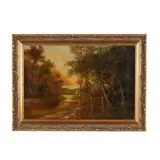 Autumnal Landscape with Sailboat by Henry A Duessel, Oil on canvas (lined), sold Dec 2025