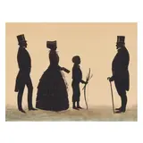 Silhouette of a an Unknown Family by Auguste Edouart, Cut silhouette with watercolor and painted details, sold Dec 2025