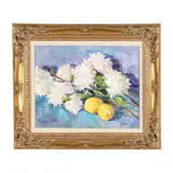 Unarranged (Still Life with Lemons & Peonies) by Elaine Griffin, Oil on canvas, sold Dec 2025