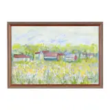 Farm Landscape with Blooming Daffodils by Freda Badrock, Oil on canvas, sold Dec 2025