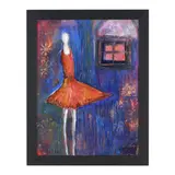 Woman in Red by Sandra Elliott, Mixed media collage on canvas, sold Dec 2025
