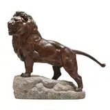 Lion by Jules Edmond Masson, Patinated bronze model of a stately lion, sold Dec 2025