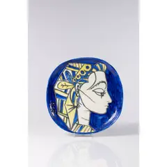Portrait de Jacqueline, 22.1.1956 by Pablo Picasso, Céramique en terre de faïence peinte et partiellement émaillée, sold Nov 2020