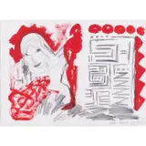 Readers tightest by A. R. Penck, 1980, Gouache et crayon sur papier, sold Nov 2020