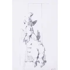 Nu dans l'escalier by Jean Rustin, 1975, Encre de Chine sur papier, sold Nov 2020
