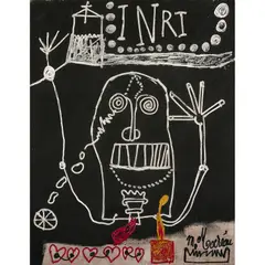 INRI by Michel Macréau, circa 1968 -1969, Huile sur toile de jute, sold May 2020