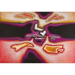 Composition by Roger Desserprit, 1974, Acrylique sur toile, sold May 2020