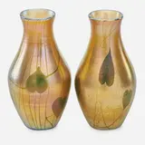 Two Gold Favrile Glass Vases by Tiffany Studios, sold May 2017