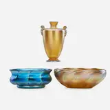 Favrile Glass Bowls And Vase by Tiffany Studios, sold May 2017