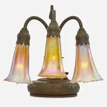 Three-light Lily Desk Lamp by Tiffany Studios, sold May 2017