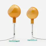 Early Parola table lamps model 2658, pair by Gae Aulenti and Piero Castiglioni, 1980, cased opaline glass, glass, crystal, sold Mar 2023