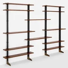 Early Bookcase by Ignazio Gardella, 1949, enameled steel, mahogany, brass, sold Mar 2023