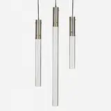 Conduttore pendants, set of three by Angelo Mangiarotti, 1962, Perspex, nickel-plated brass, sold Mar 2023