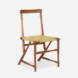Hammer Handle chair for Hedgerow Theatre, Rose Valley by Wharton Esherick, 1938, hickory, oak, painted canvas webbing, sold Mar 2023