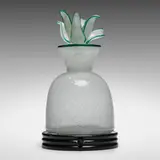 Rare table lamp, model 9003 by Napoleone Martinuzzi, c. 1929, pulegoso glass with green transparent glass applications, enameled aluminum, sold Mar 2023